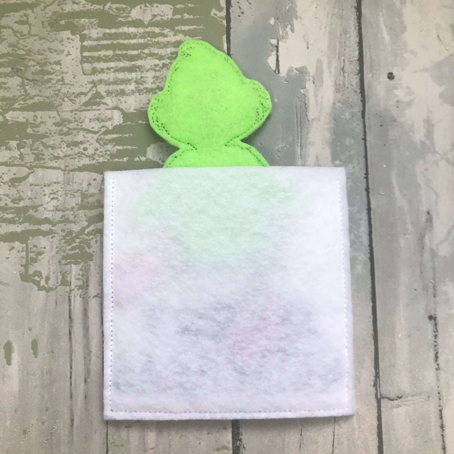 Mean Green Felt Finger Puppet with Pouch