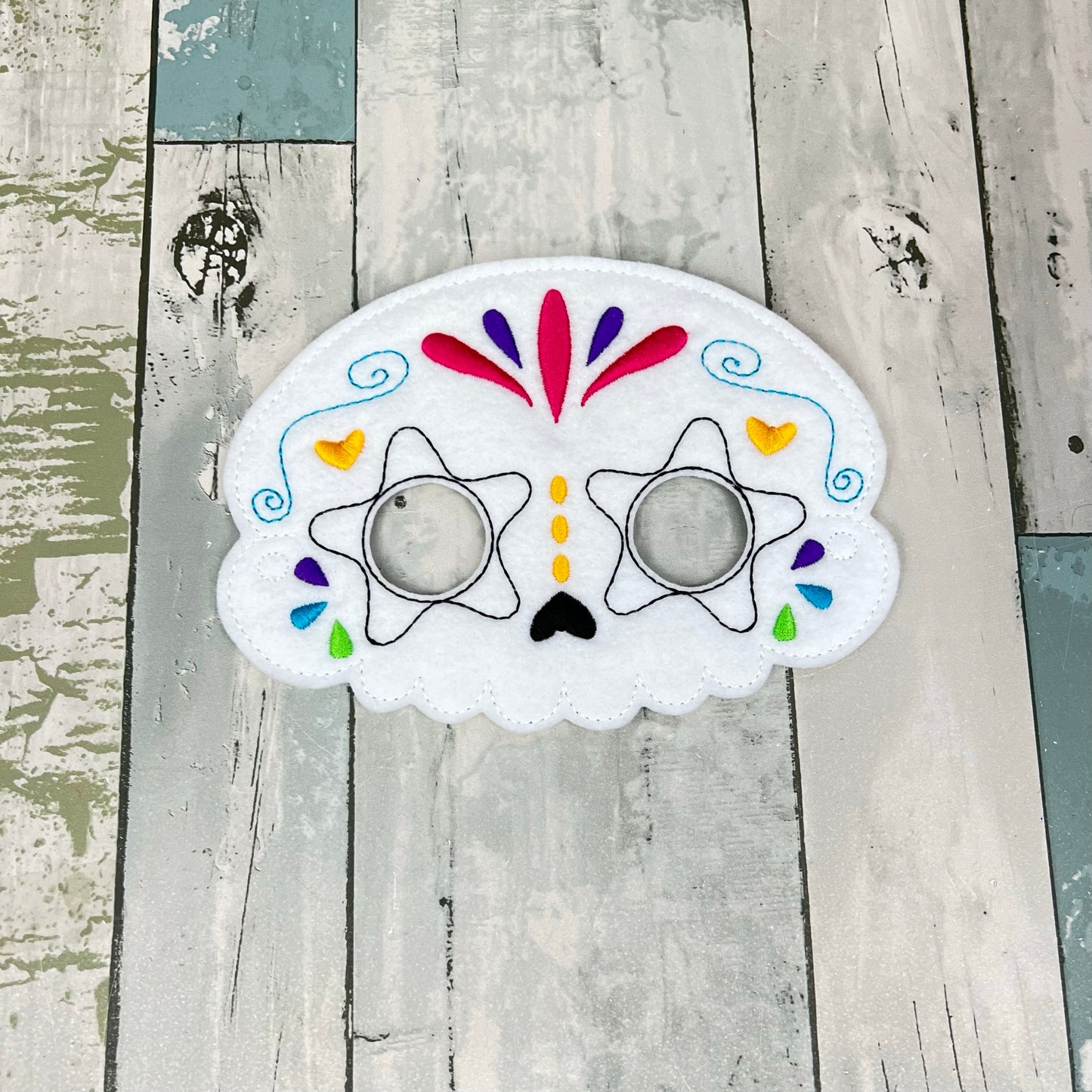 Star Eyes Sugar Skull Felt Play Mask