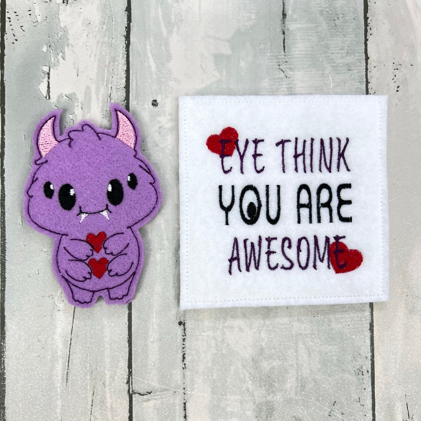 Monster Felt Finger Puppet with Pouch