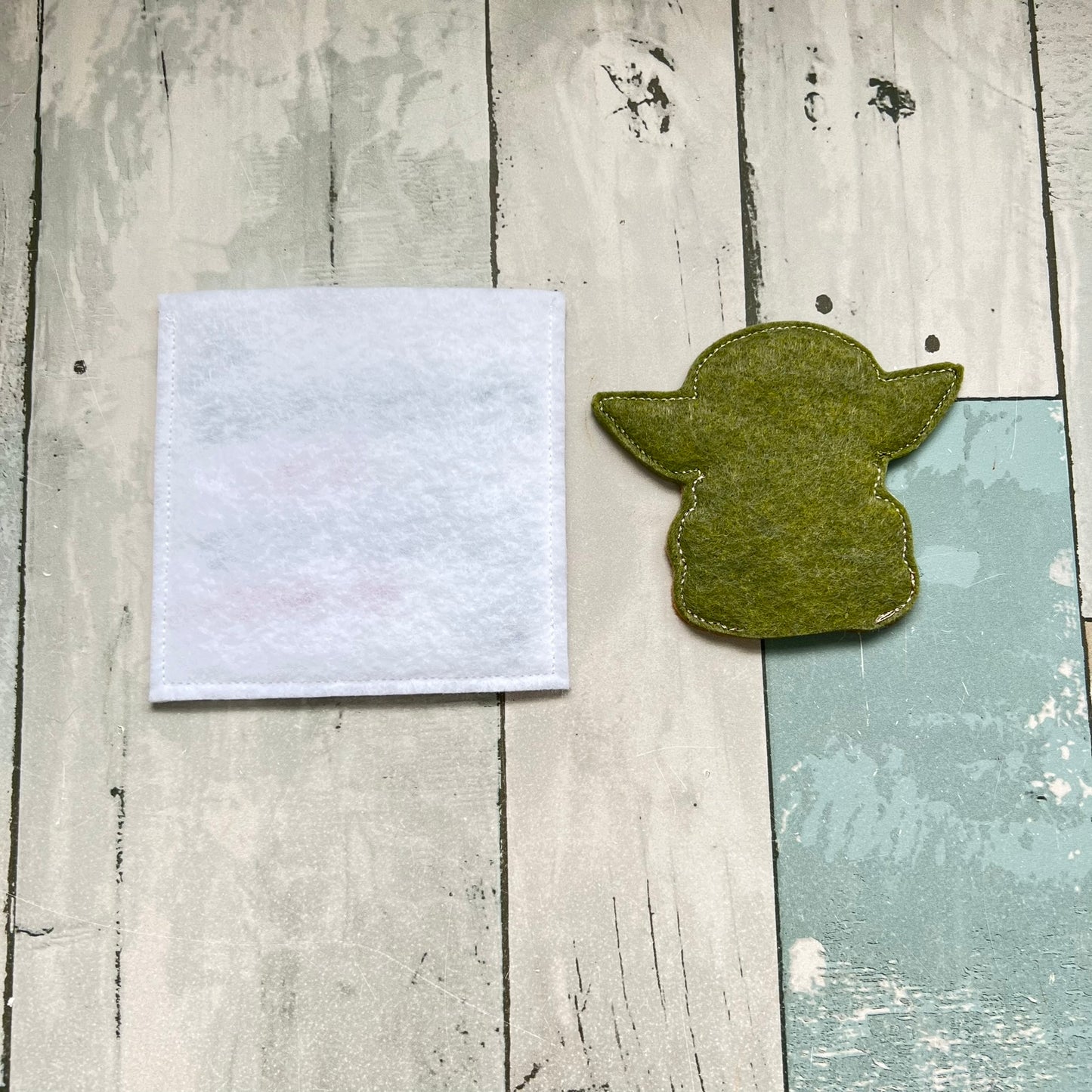 Green Space Santa Felt Finger Puppet with Pouch