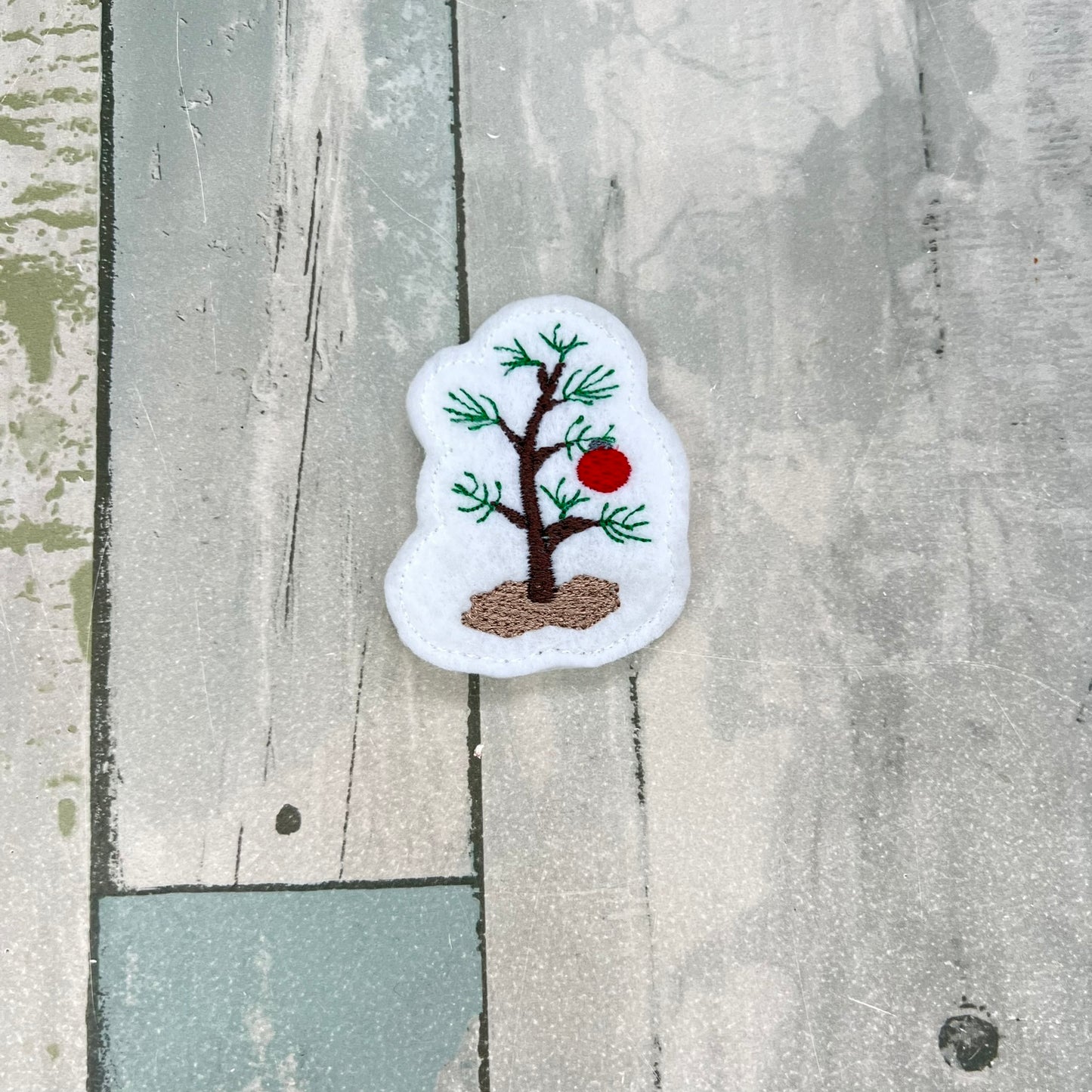 Sad Christmas Tree Felt Snap Hair Clip