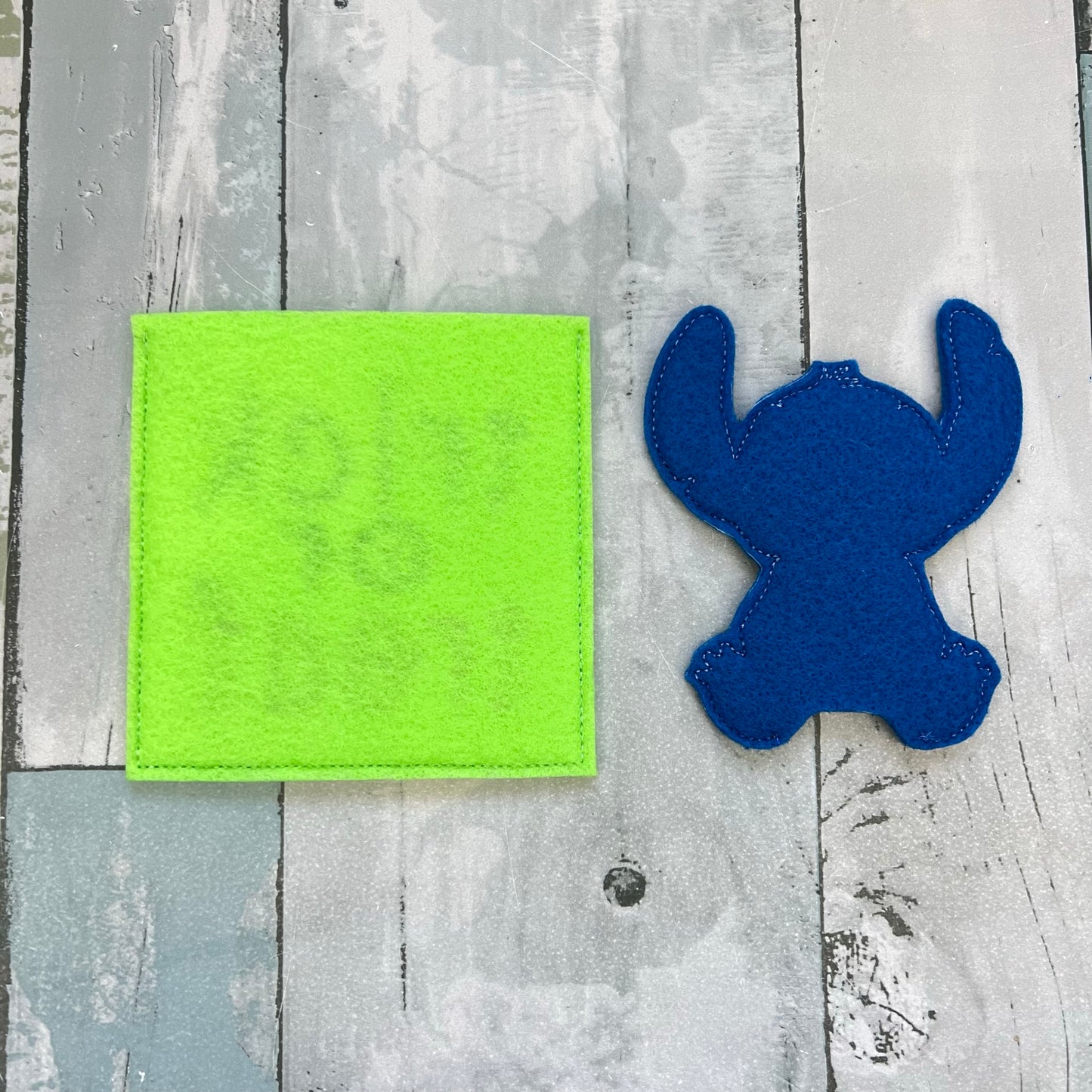 Blue Alien Felt Finger Puppet with Pouch