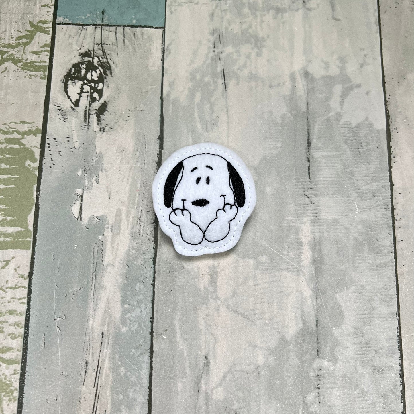 Black and White Dog Felt Snap Hair Clip