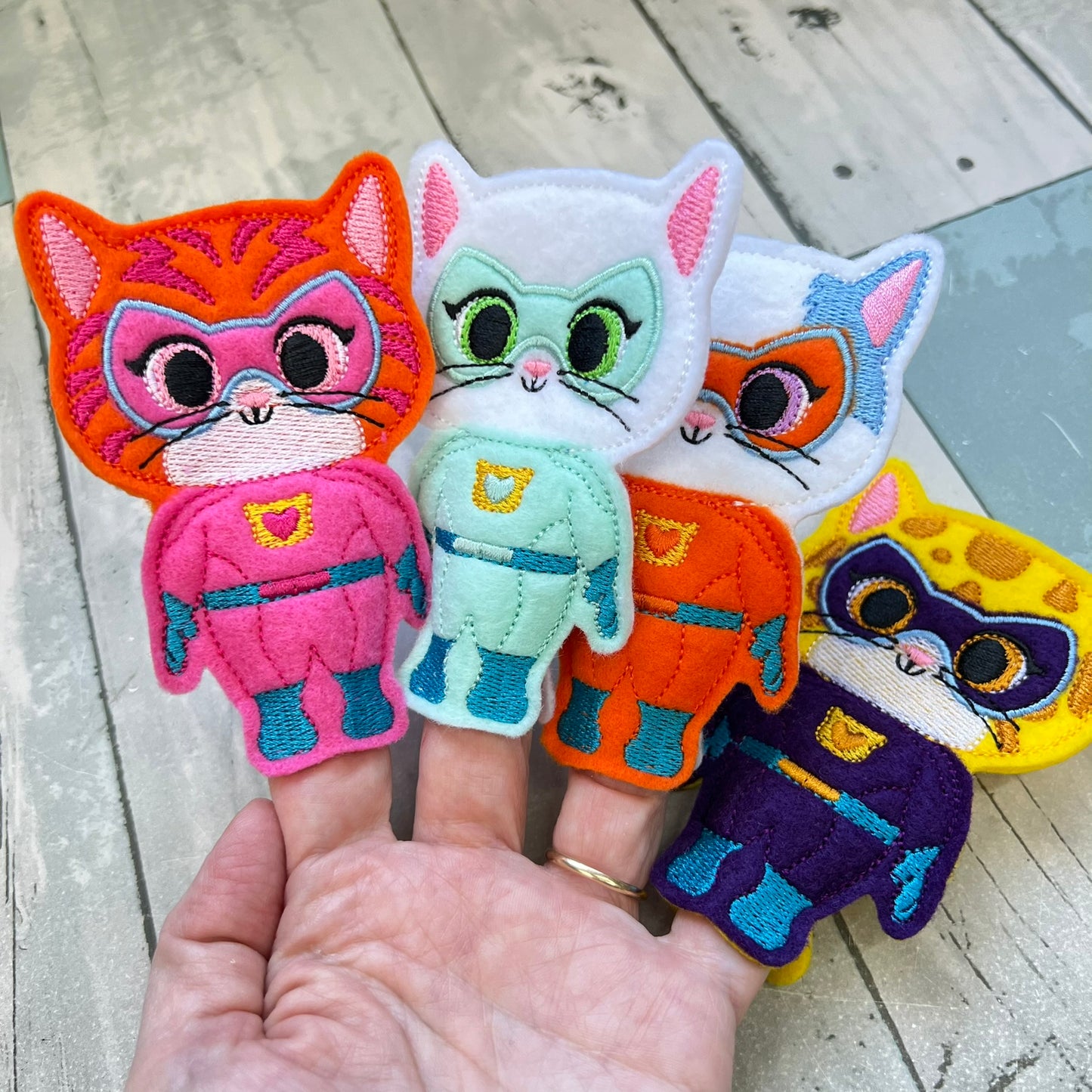 Feline Helpers Felt Finger Puppets
