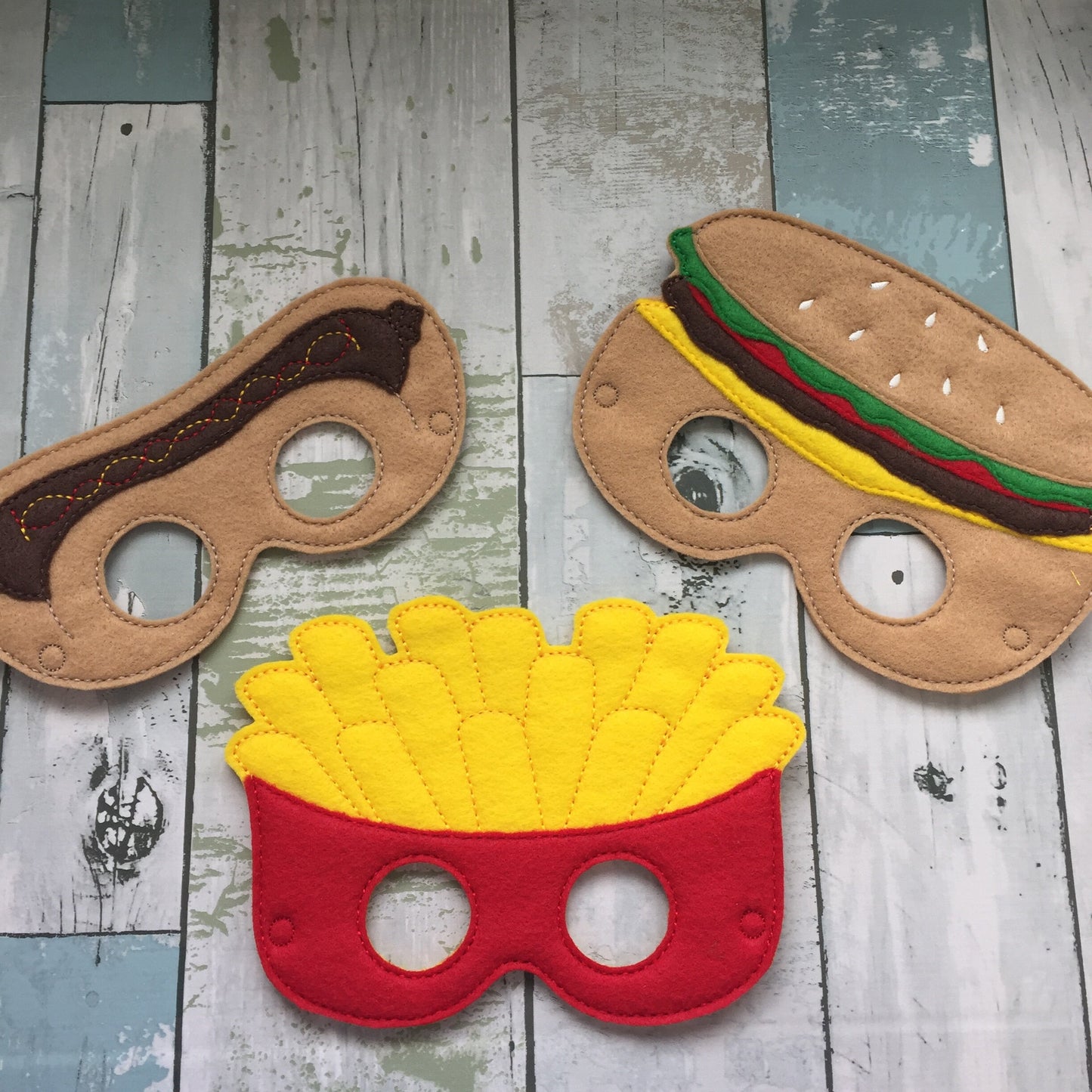 Fries, Cheeseburger and Hotdog Felt Play Masks