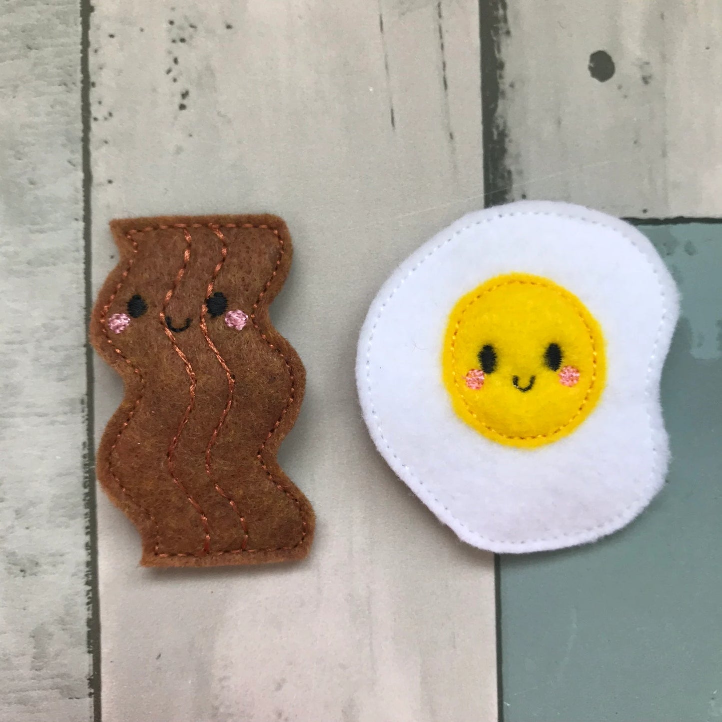 Bacon and Eggs Felt Snap Hair Clip