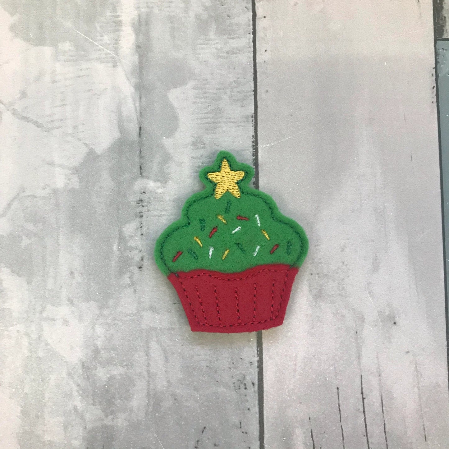 Christmas Cupcake Felt Snap Hair Clip