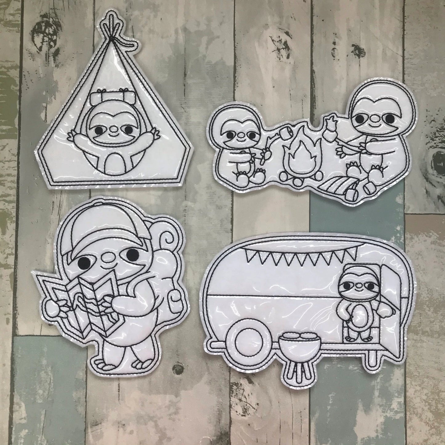 Camping Sloths Colouring Dolls