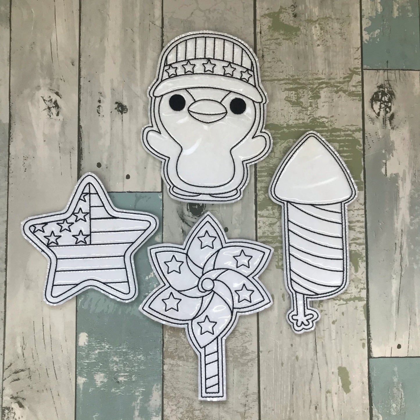 4th of July Penguins Colouring Dolls