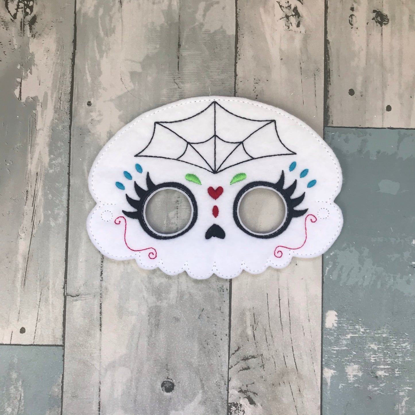 Spider Web Sugar Skull Felt Play Mask