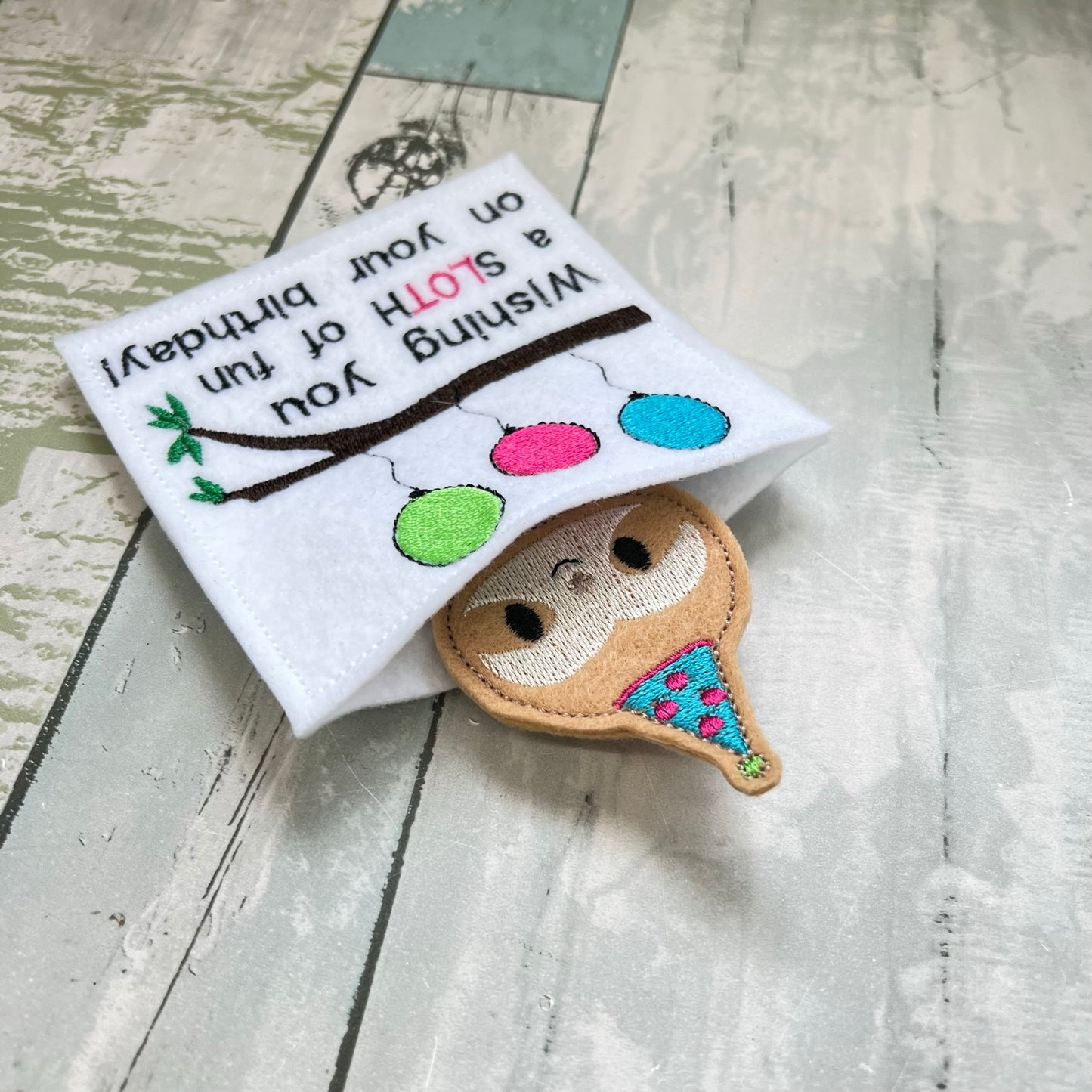 Sloth Felt Finger Puppet with Pouch