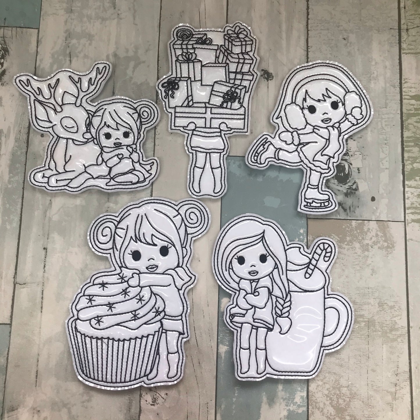 Christmas Activity Girl Colouring Dolls