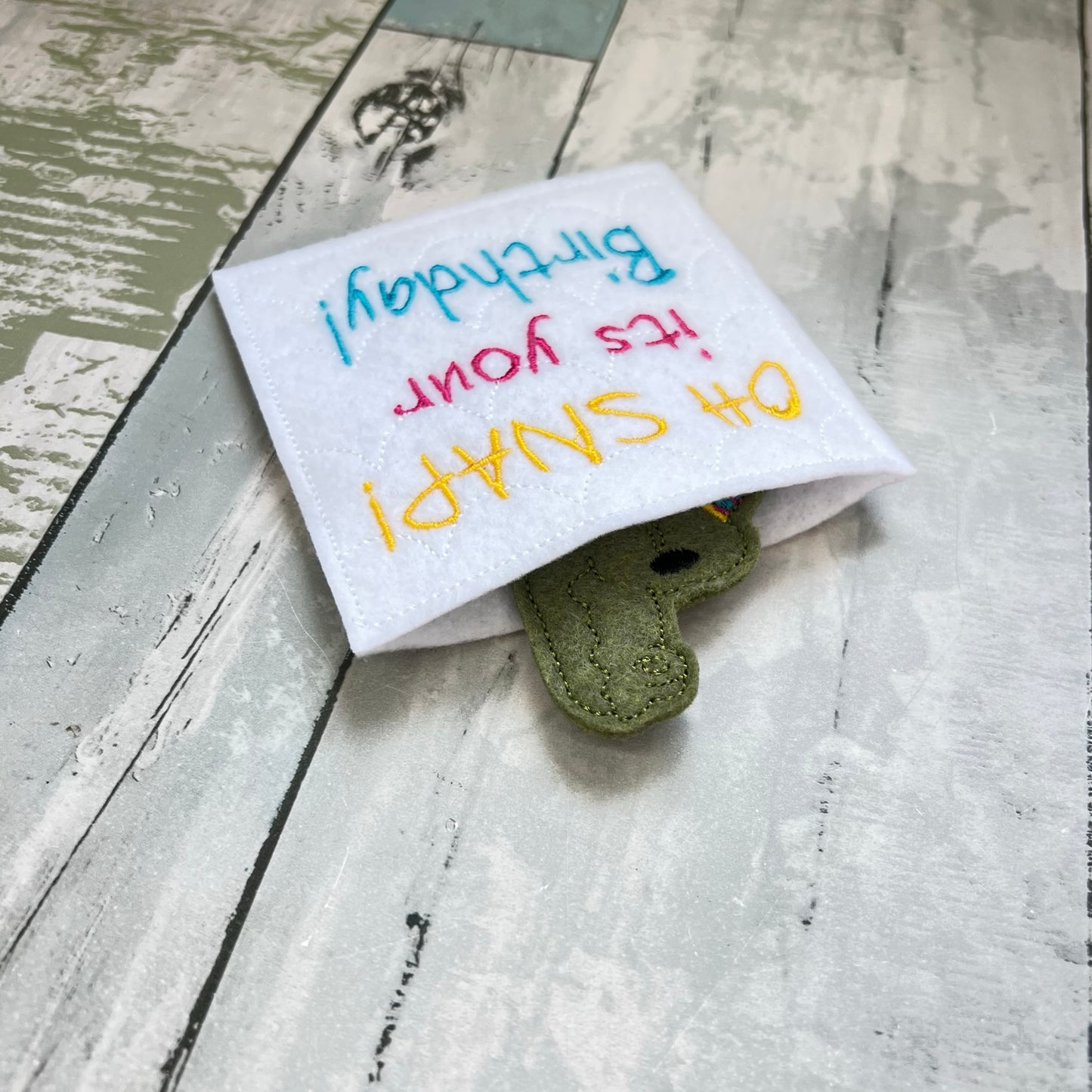 Alligator Felt Finger Puppet with Pouch