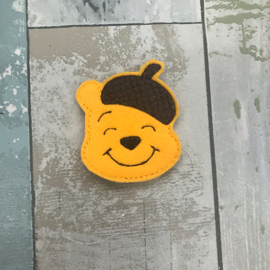 Acorn Hat Bear Felt Snap Hair Clip