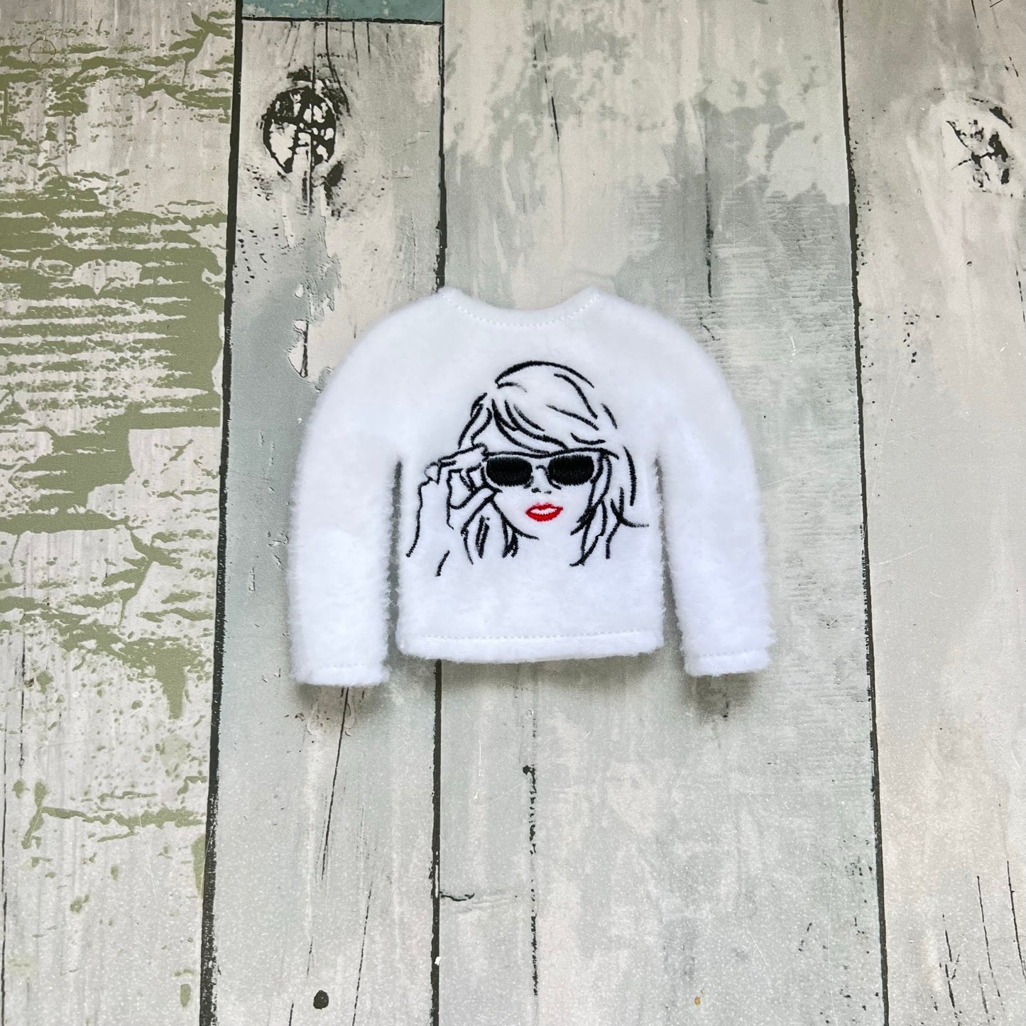 Red Lips Sketch Elf Sweater
