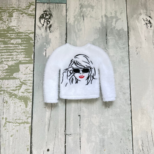 Red Lips Sketch Elf Sweater