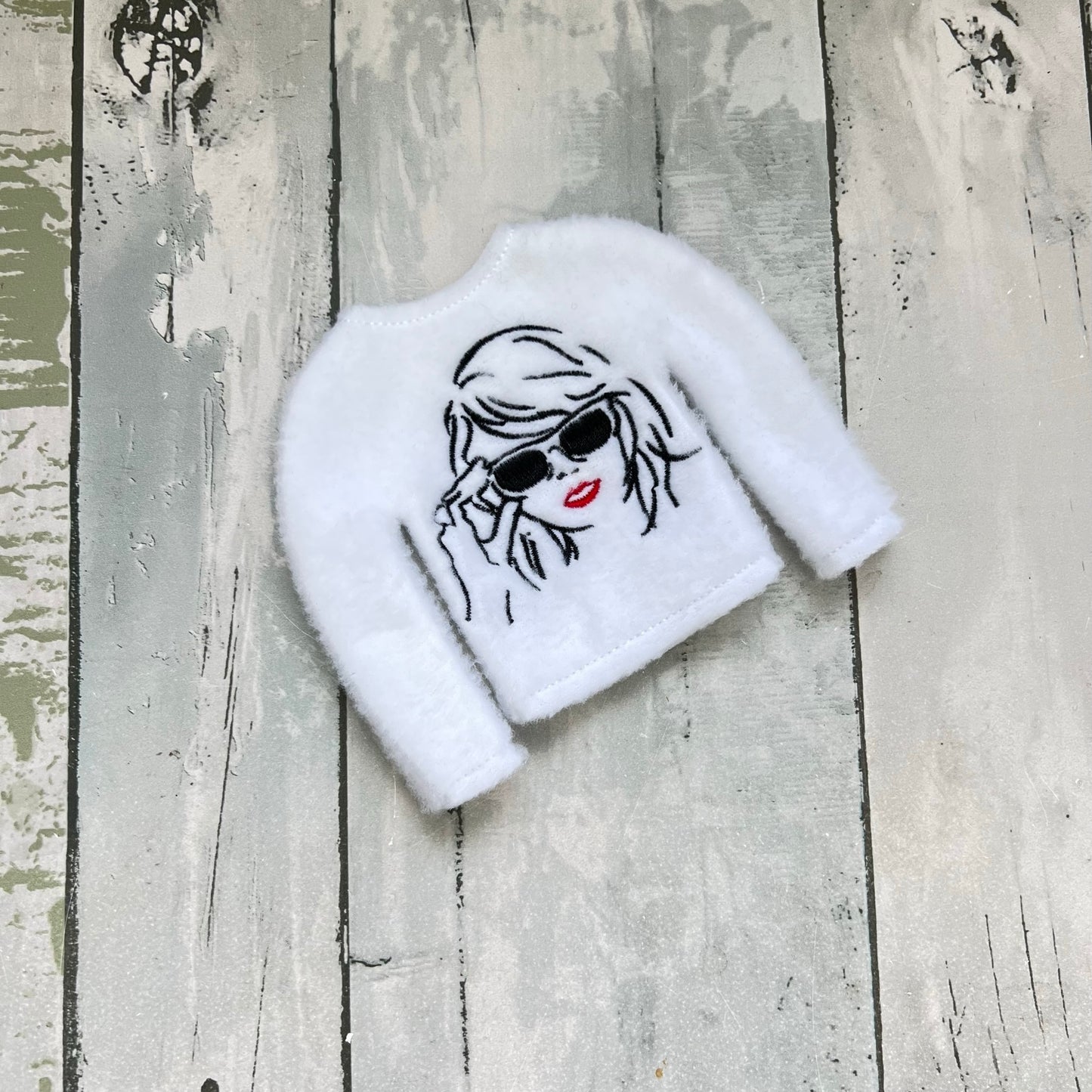 Red Lips Sketch Elf Sweater