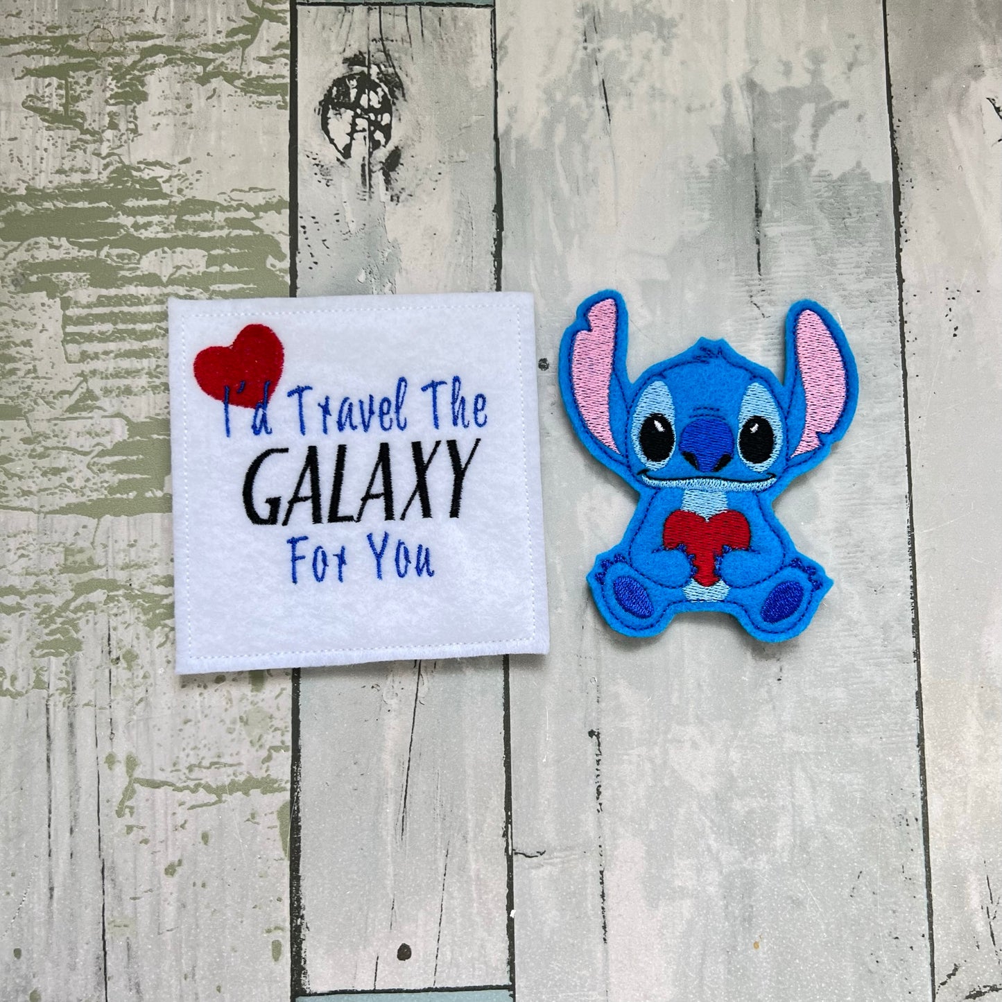 Blue Alien Felt Finger Puppet with Pouch