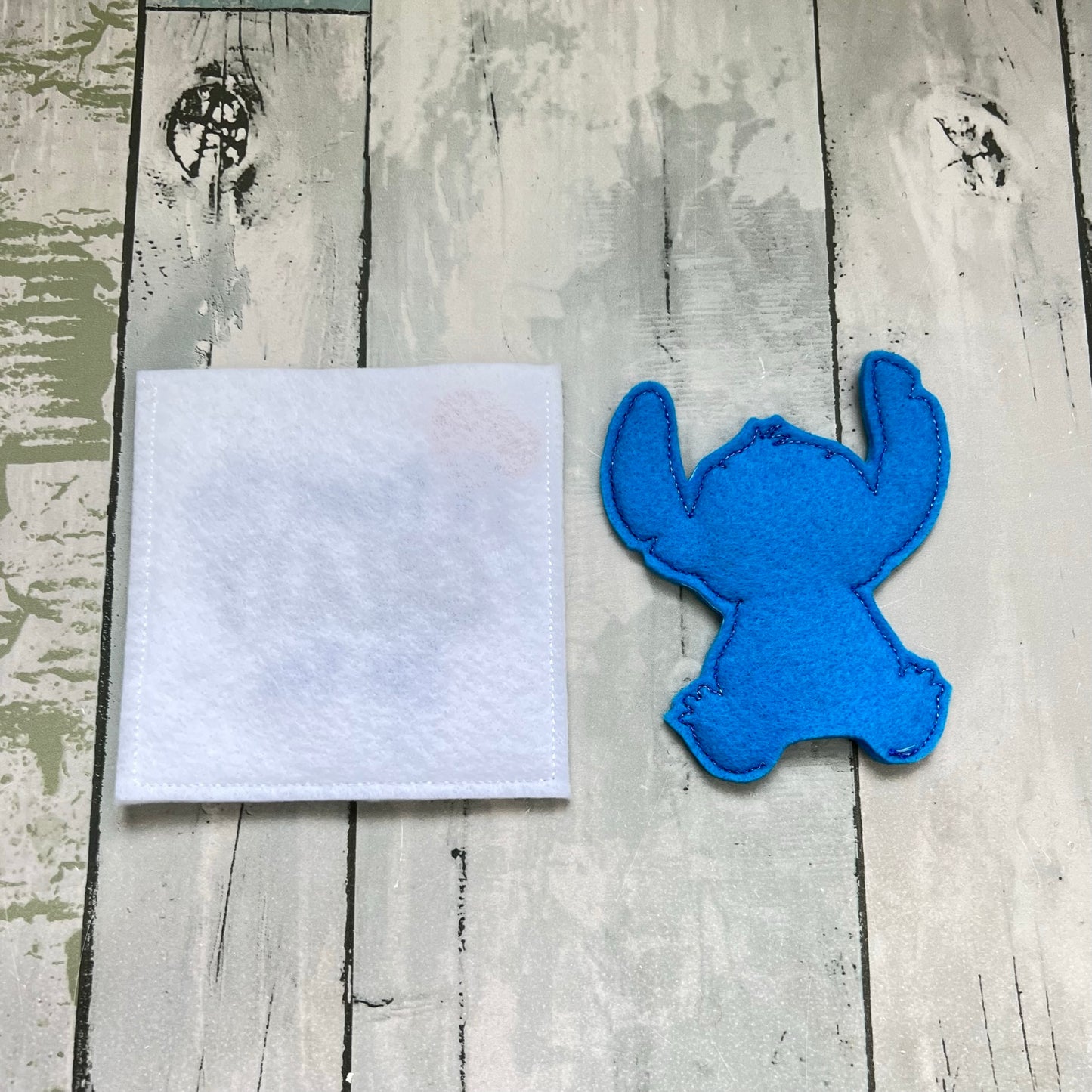 Blue Alien Felt Finger Puppet with Pouch