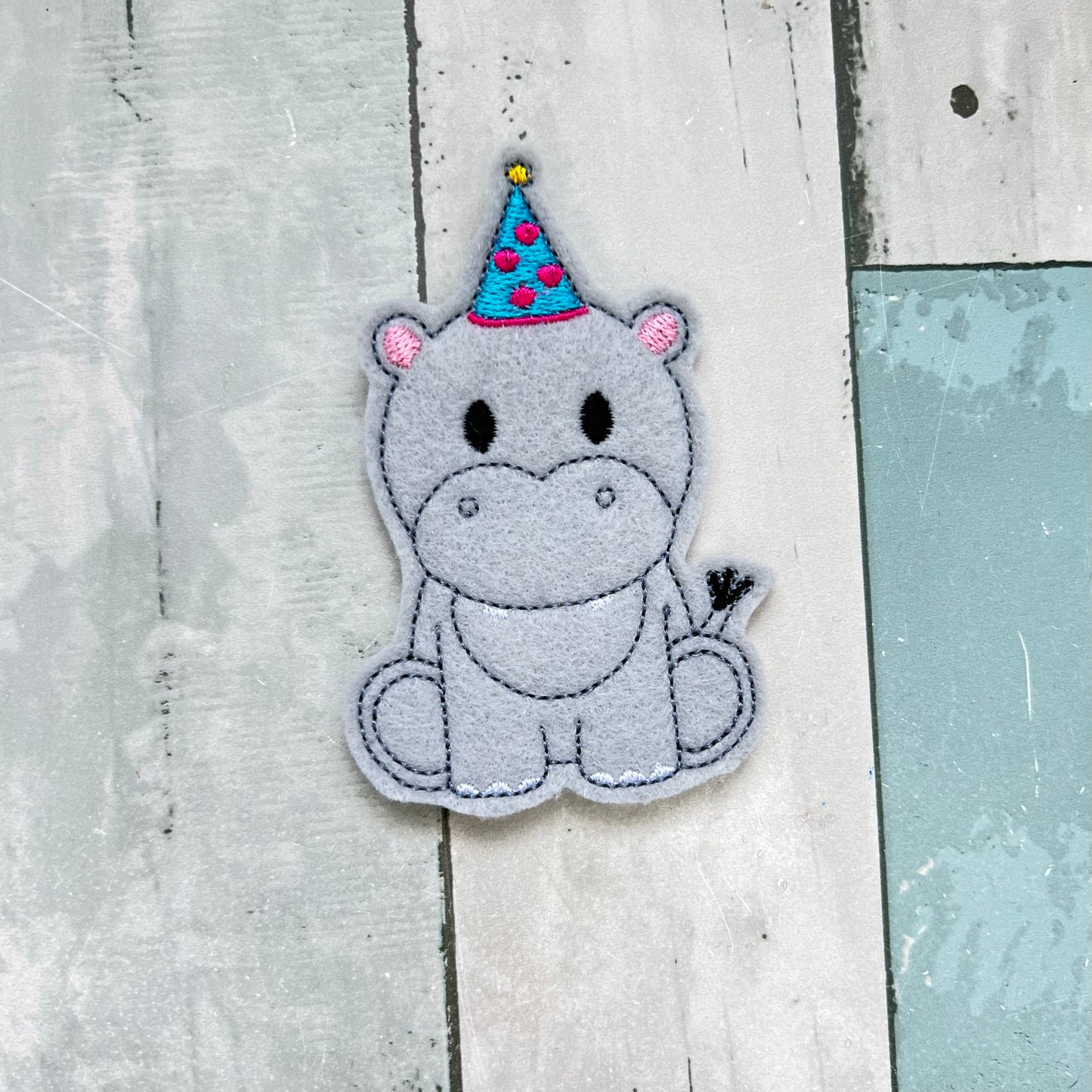 Hippo Felt Finger Puppet with Pouch