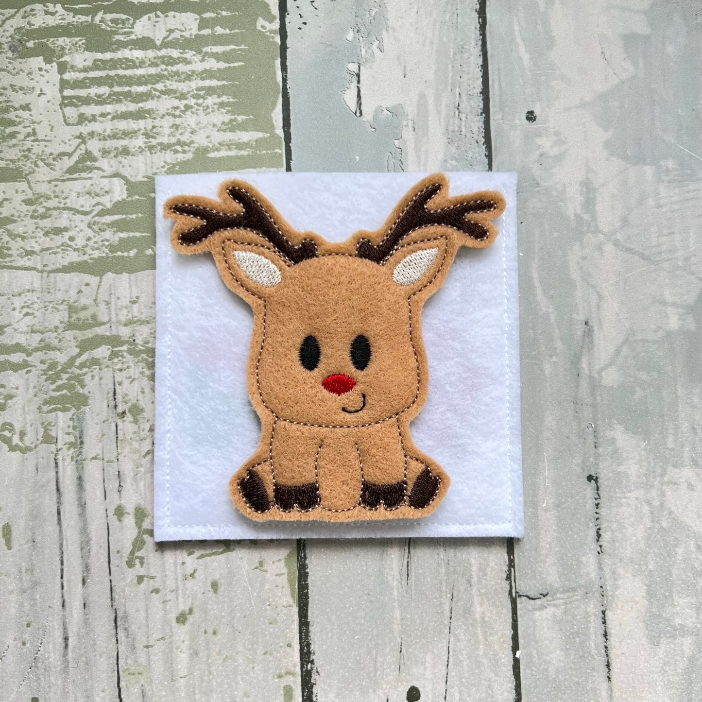 Reindeer Felt Finger Puppet with Pouch