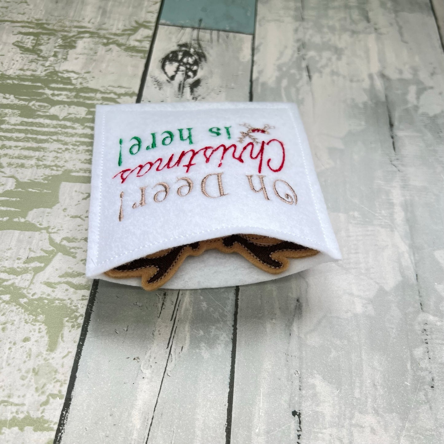 Reindeer Felt Finger Puppet with Pouch
