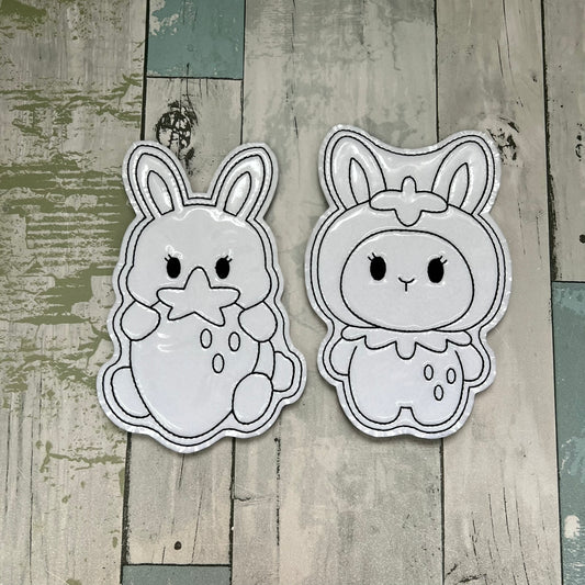 Strawberry Bunnies Colouring Dolls
