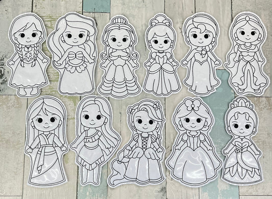 Princess Colouring Dolls, Set #2