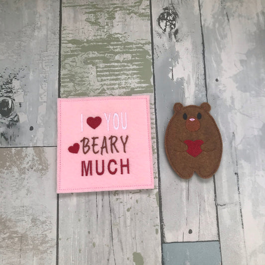 Beary Much Felt Finger Puppet with Pouch