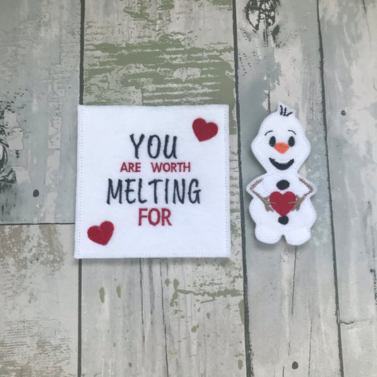 Snowman Felt Finger Puppet with Pouch