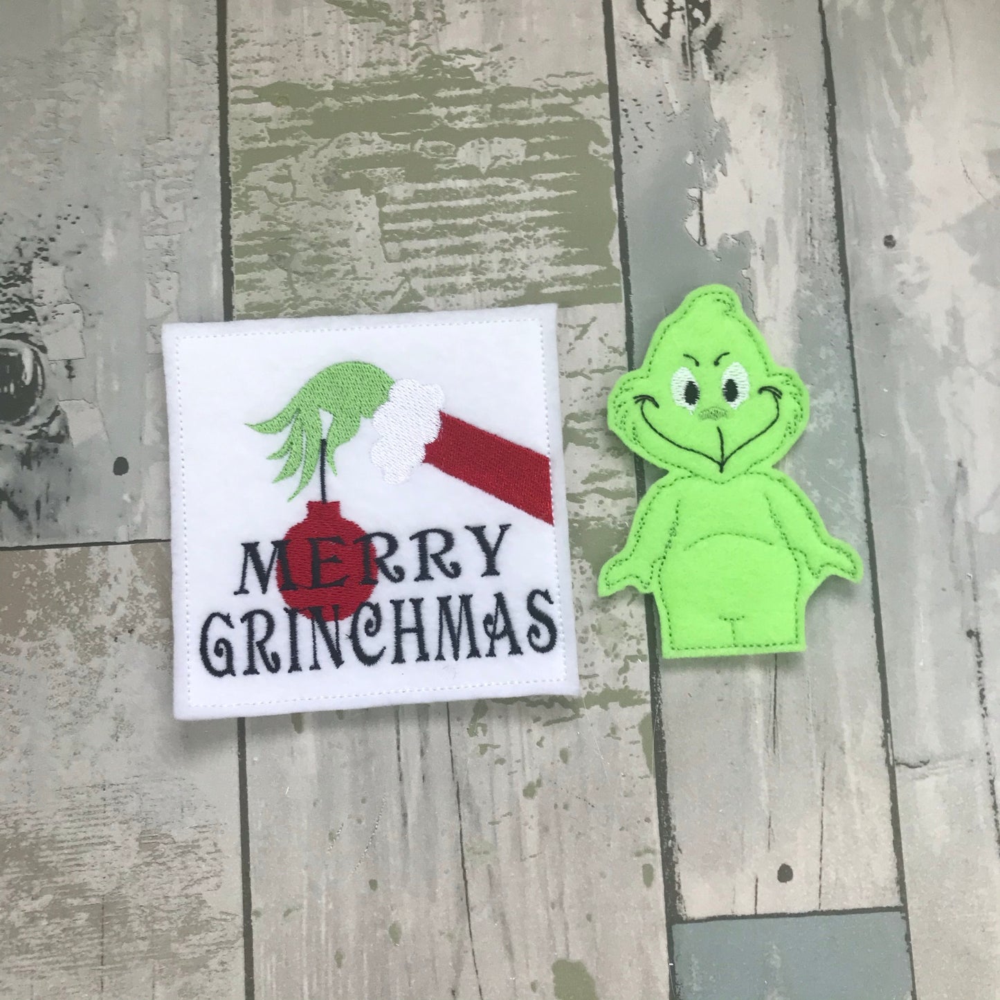 Mean Green Felt Finger Puppet with Pouch