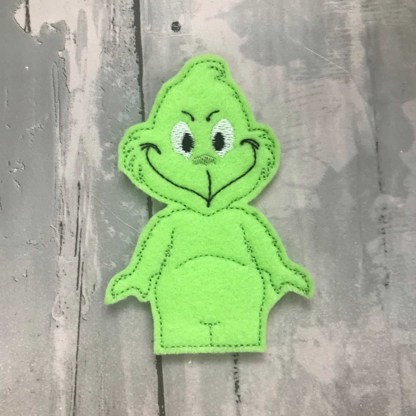 Mean Green Felt Finger Puppet with Pouch