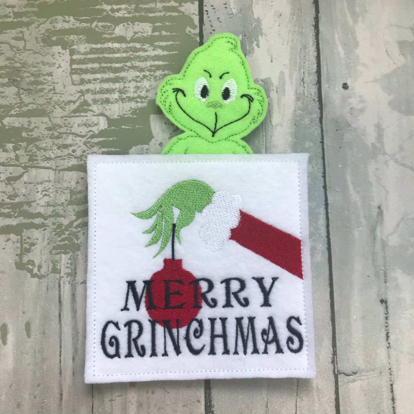 Mean Green Felt Finger Puppet with Pouch