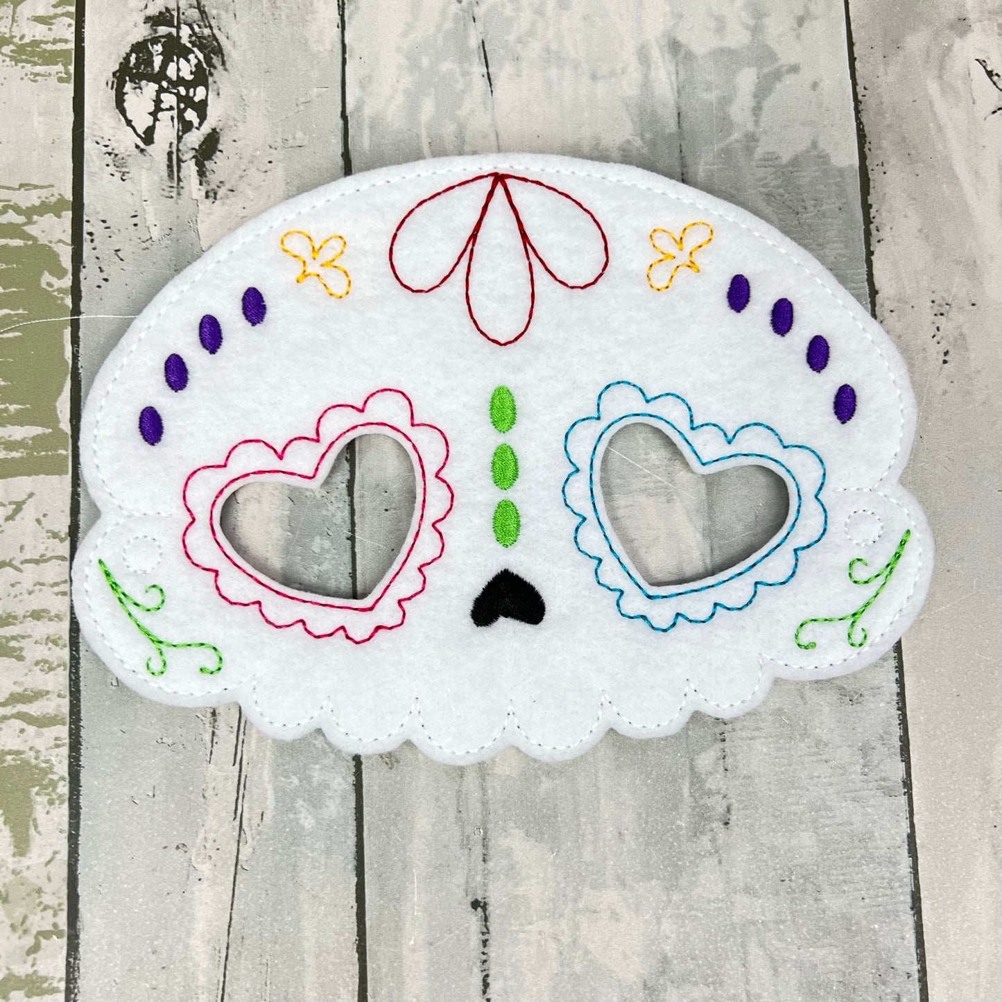 Heart Eyes Sugar Skull Felt Play Mask