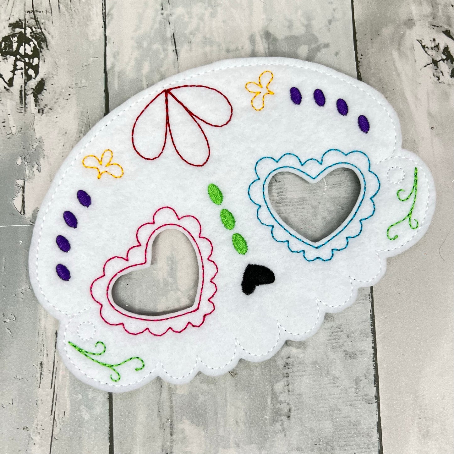 Heart Eyes Sugar Skull Felt Play Mask