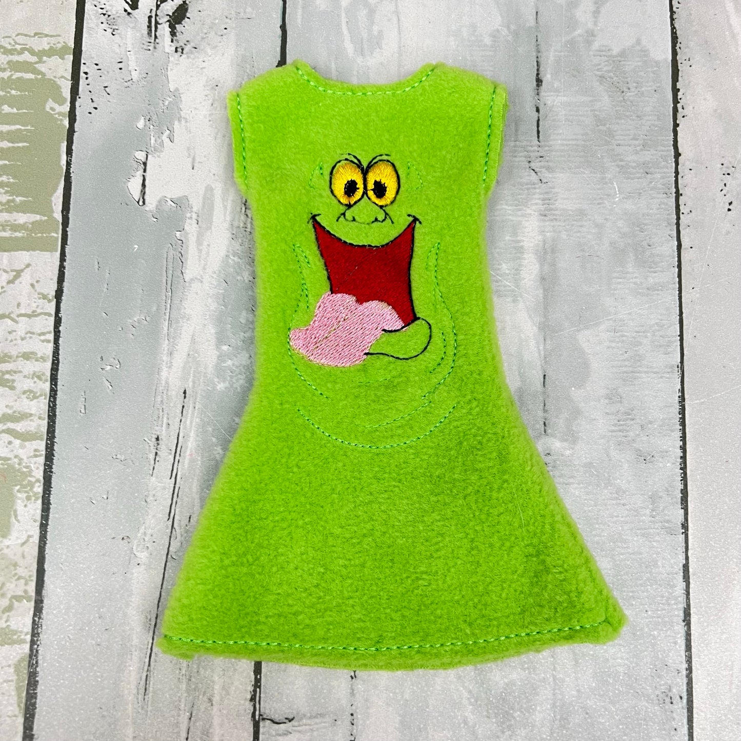 Lime‑Green Goofy Ghost Elf Dress