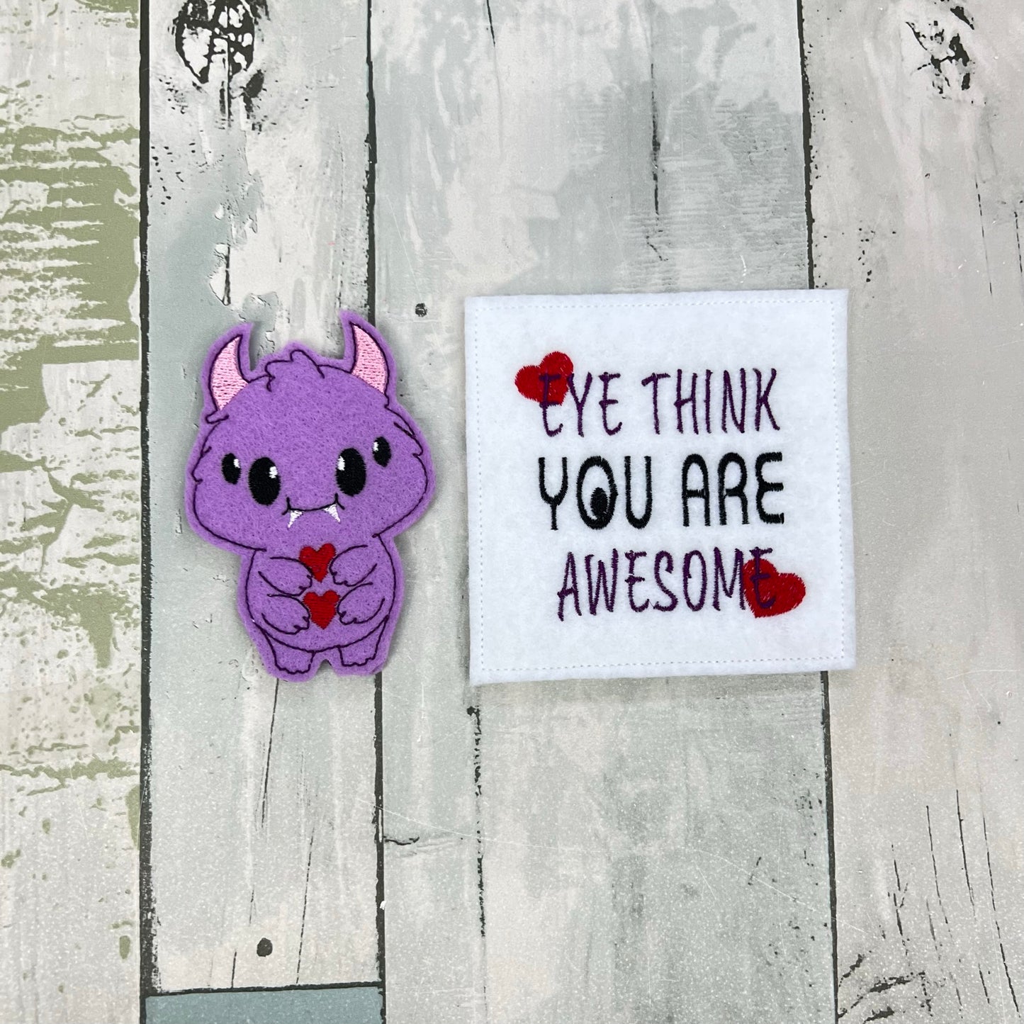 Monster Felt Finger Puppet with Pouch