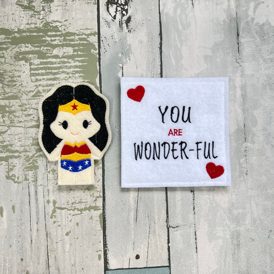 You Are Awesome Felt Finger Puppet with Pouch