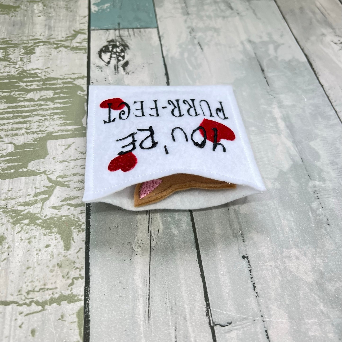 Cat Felt Finger Puppet with Pouch