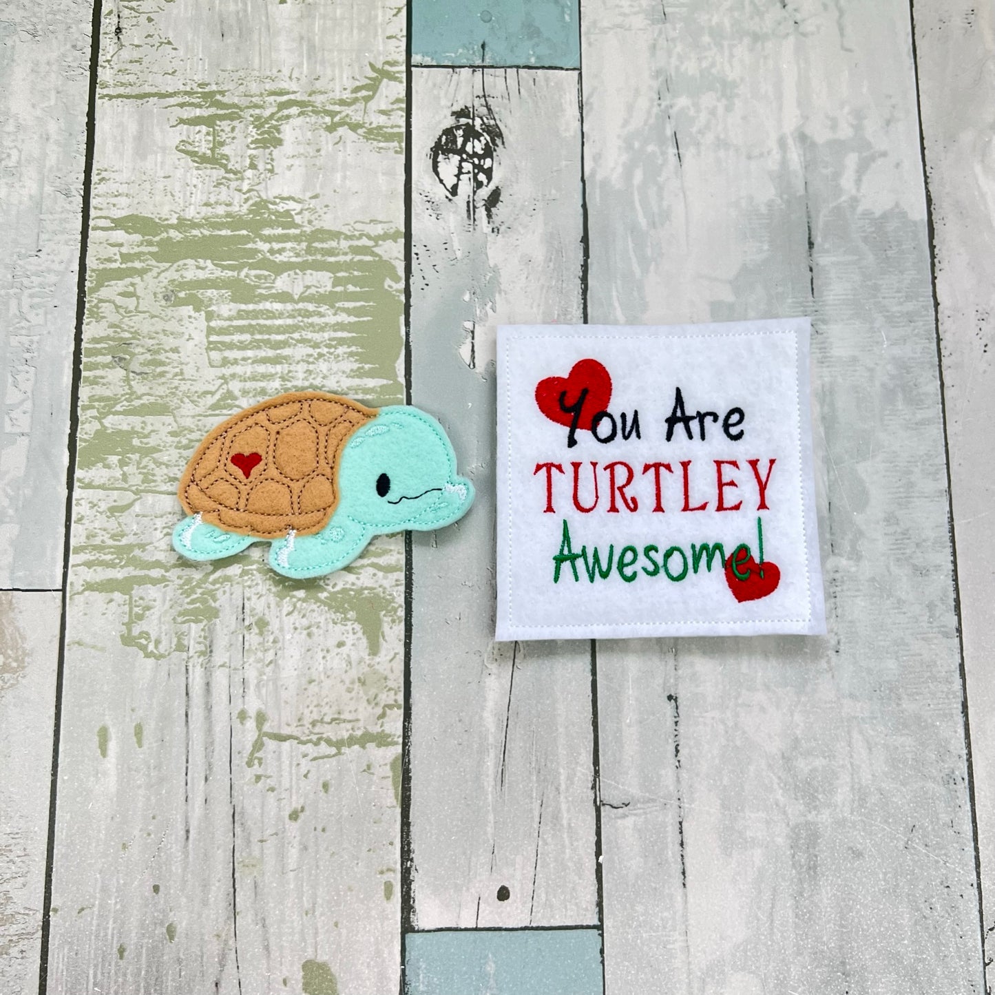 Turtle Felt Finger Puppet with Pouch