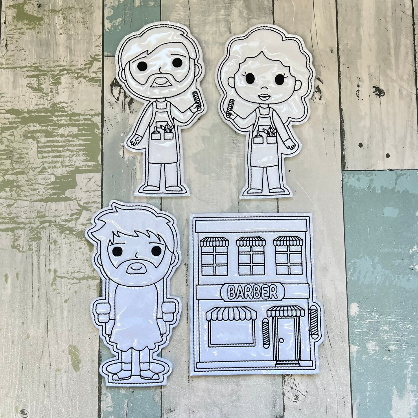 Barber Shop Colouring Dolls