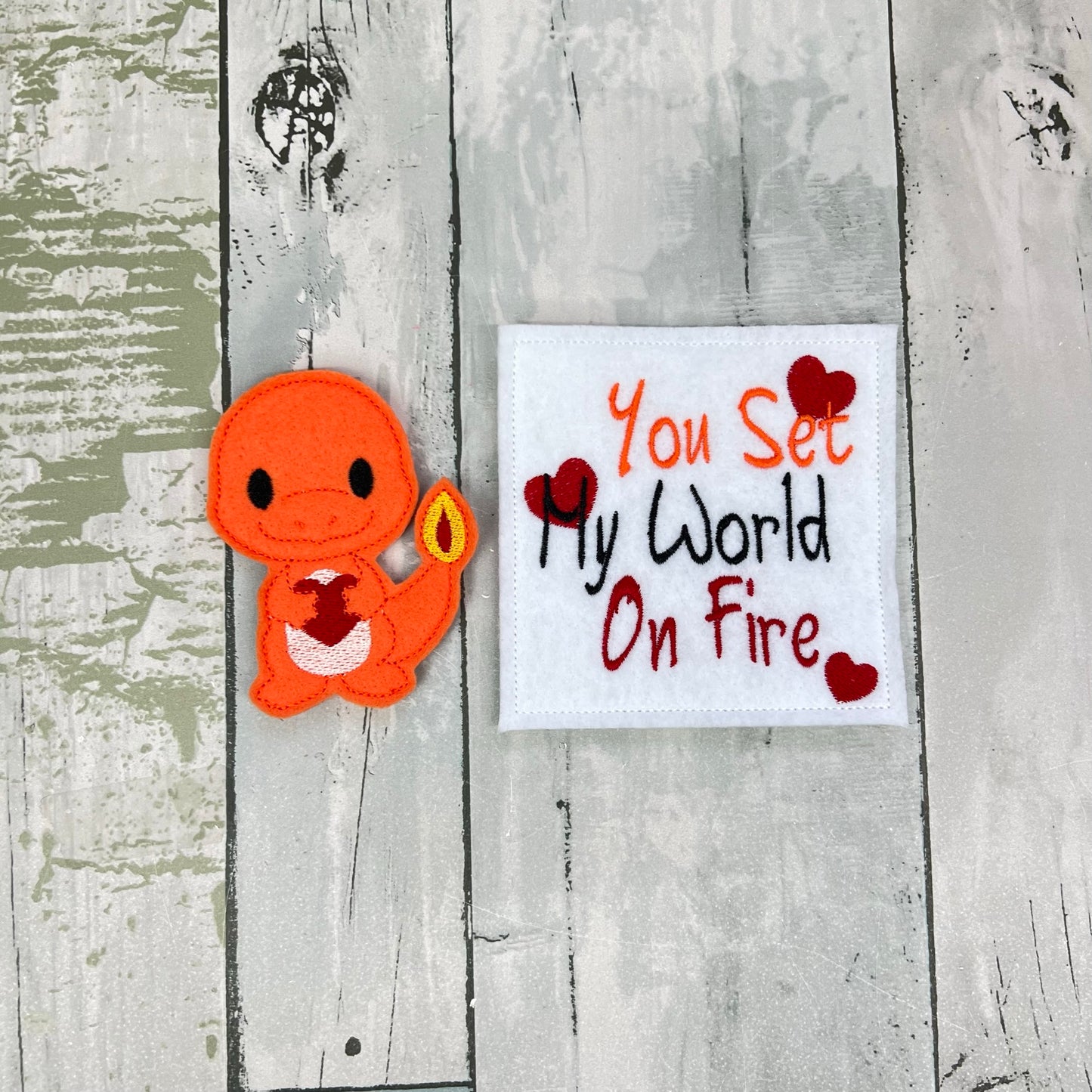 On Fire Felt Finger Puppet with Pouch