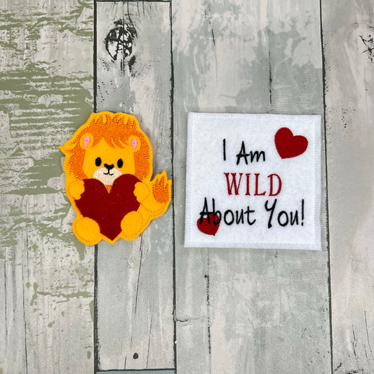 Lion Felt Finger Puppet with Pouch