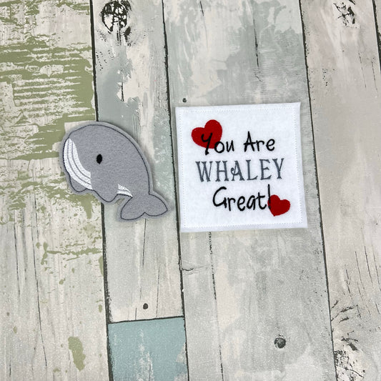 Whale Felt Finger Puppet with Pouch