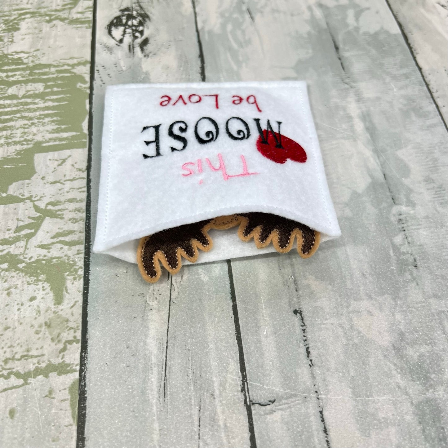 Moose Felt Finger Puppet with Pouch