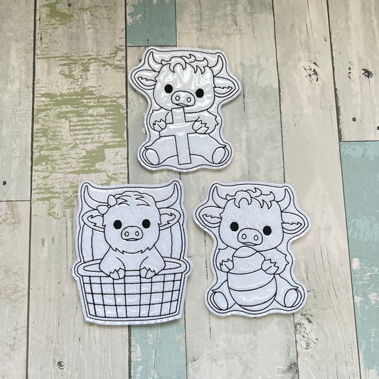 Highland Cow Easter Colouring Dolls