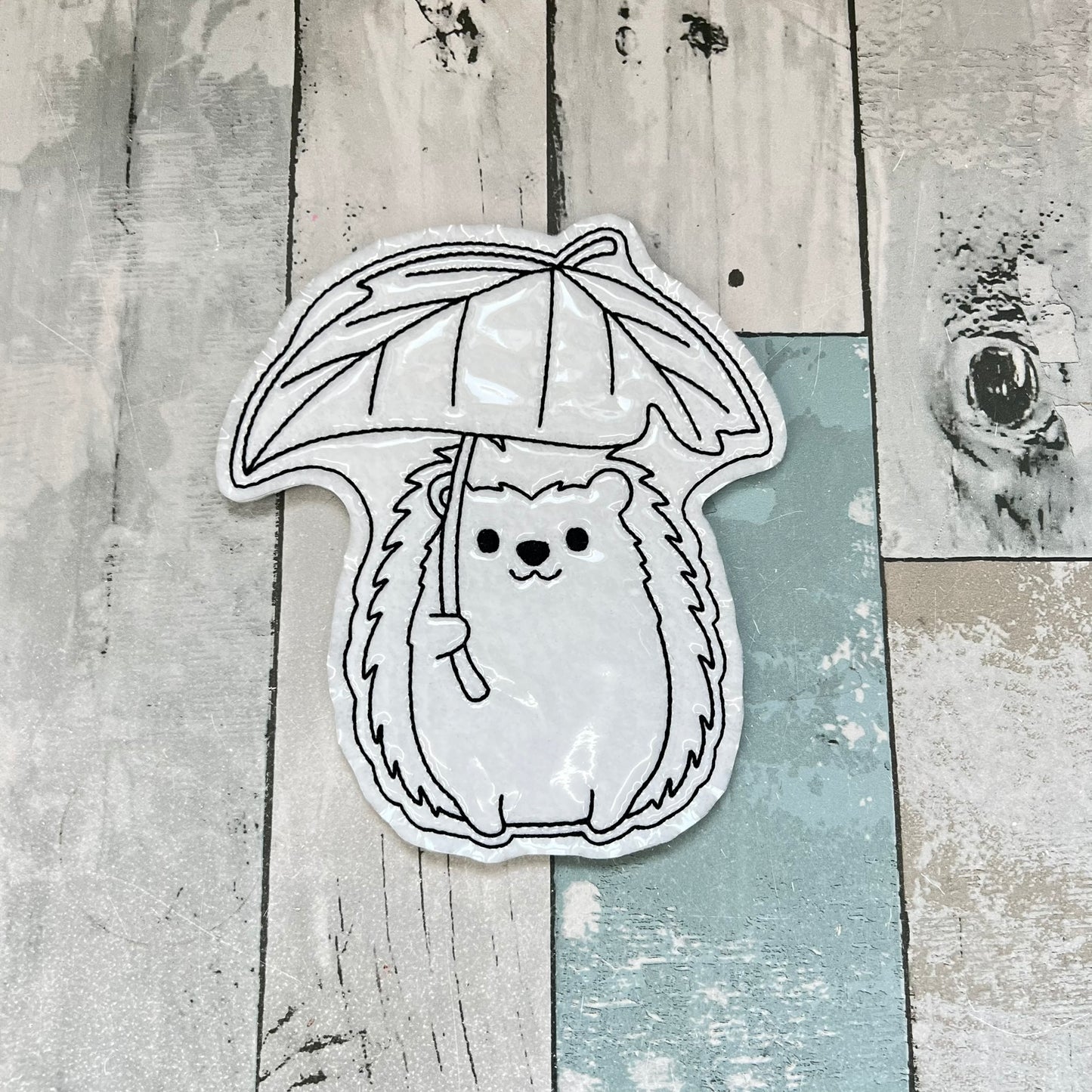 Hedgehog With Leaf Umbrella Colouring Dolls
