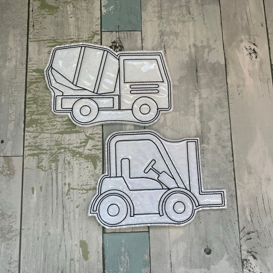 Construction Vehicles Colouring Dolls