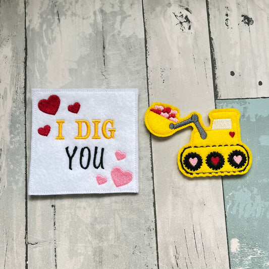 I Dig You Felt Finger Puppet with Pouch