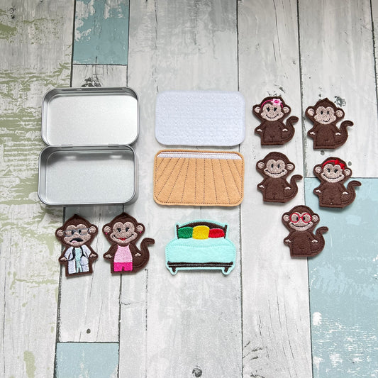 5 Little Monkeys Felt Pocket Play Set With Tin